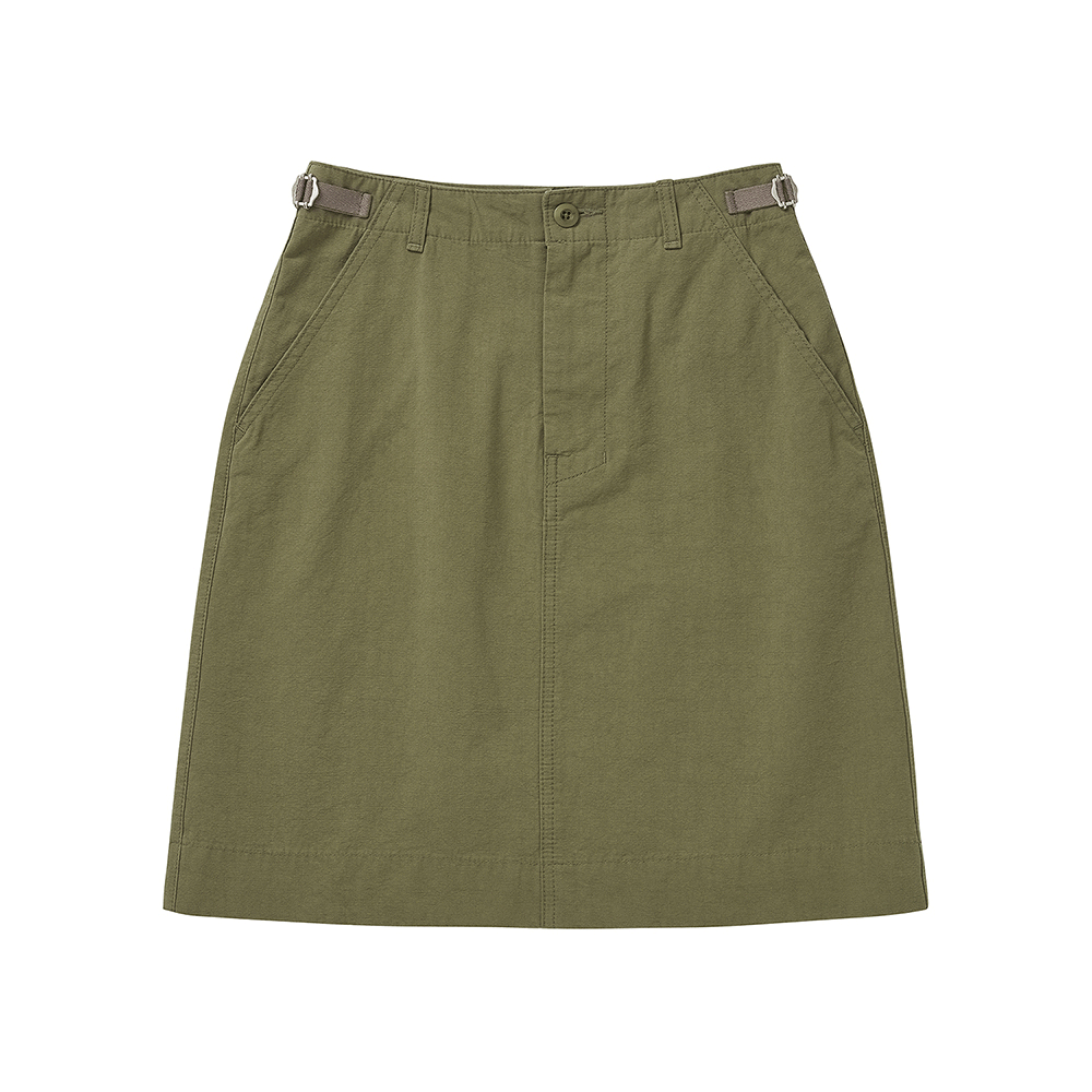 Midi Side Belt Skirt - Khaki