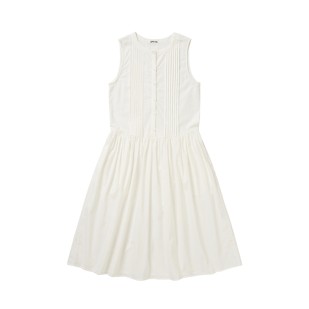 Pintuck Dress - White